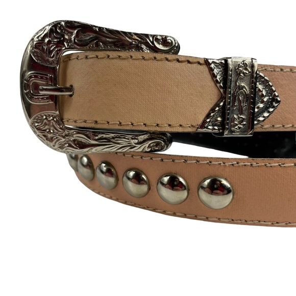 Vintage Western Studded USA Made Small-Medium Vegan Leather Rodeo Style Belt S-M - Picture 5 of 16